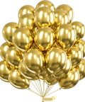 Top Tier 12 Inch Gold Latex Helium Balloons 50 Pack Slay Party Decorations thick balloons clustered, ideal for events and celebrations.