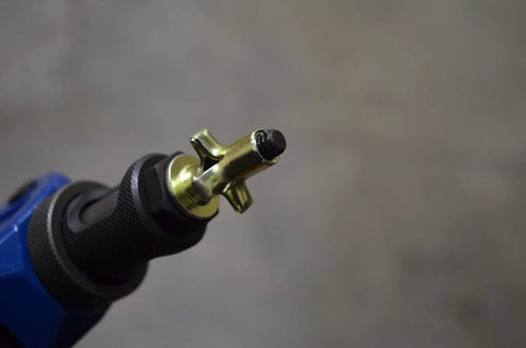 Close-up of Plusnut and Extra Long Rivet Nut Setter Kit With 13 Inch Length Metric and SAE Includes Nine Sizes tool head
