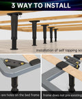 Installation view of Game Changer Adjustable Center Support Legs For Bed Frames And Furniture Risers, showcasing adjustable height settings.