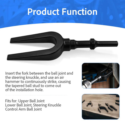 Pneumatic Ball Joint Separator Fork Set 17mm And 24mm For Air Hammer Auto Shop Pickle Forks With 15/16 And 11/16 Inch Sizes Heavy Duty Vehicle Tie Rod And Ball Joint Tool For Stubborn Joints And DIY Shop Projects At Home, black fork tool