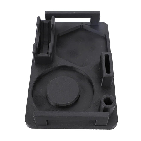3D Printed Coffee Utensil Station Holder That Keeps Your Kitchen Counter Clean With A Slick Drip Catcher Tray, black organizer for coffee gear.