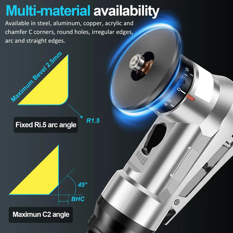 Abizarch Mini Pneumatic Chamfering Machine 30K RPM Air Beveler showing adjustable speed knob for metal work.