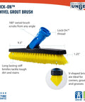 Swivel Grout Brush With Durable Plastic Handle and Long Reach Five Point Five Inch Bristles for Scrubbing Tight Corners Walls and Ceilings