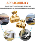 Beefed-Up Heavy Duty Battery Terminal Connectors for car marine truck motorcycle applications with clear covers and shims.
