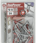 Universal Dual Action Nylon Wall Anchors For Drywall And Solid Surfaces Fits Four To Six Screw Sizes One Inch Long in packaging