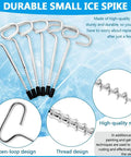 All In One Ice Anchor Tool Kit With Drill Adapter showcasing stainless steel spikes and open-loop design for stability