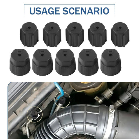 10 Piece Car R134a AC Valve Cap Kit With 13mm And 16mm Low And High Pressure Caps, Leak Proof Air Conditioning Port Caps, ABS Material