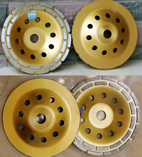 Beefy Double Row Diamond Cup Grinding Wheel 6 Inch for Concrete Masonry Rock Stone Granite Marble Ceramic Surfaces
