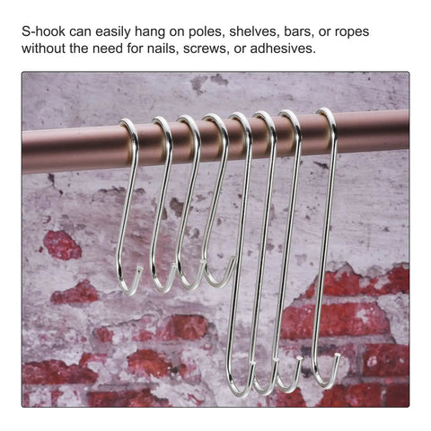 Extra Long S Shape Hanging Hooks Set Dope Matte Silver Finish Heavy Duty 120mm 4.72 Inch Carbon Steel Hangers for poles