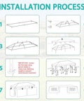 Installation process for 10x30 Ft White Canopy Tent With 8 Removable Sidewalls And Windows Waterproof Outdoor Gazebo.