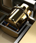 Close-up of digital home safe's lock mechanism, part of Digital Home Safe With Alarm and Password Lock, All Steel Security Safe for Bedroom.