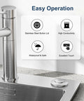Stainless Steel Brushed Nickel Garbage Disposal Air Switch Kit with Sink Top Button shown on kitchen counter for easy operation.