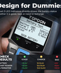 12V Car Battery Tester With 100 To 2000 CCA Load Test Digital Auto Battery Analyzer display showing battery test results.