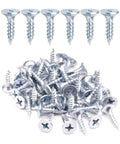 Two Hundred Solid Size Six By Five Eighths Inches Phillips Drive Zinc Coated Carbon Steel Screws Fine Thread Sharp Point on a white background.