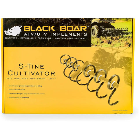 Heavy Duty Atv UTV S Tine Cultivator in durable steel design for breaking up compacted soil and turning over new dirt.