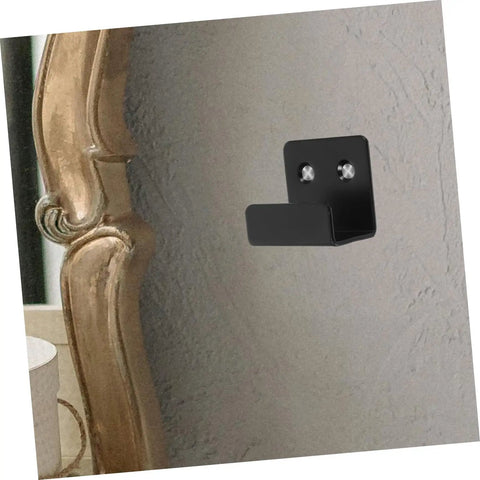 Black modern minimalist tile holder brackets with quick install hooks mounted on a wall, ideal for kitchen or bath display.