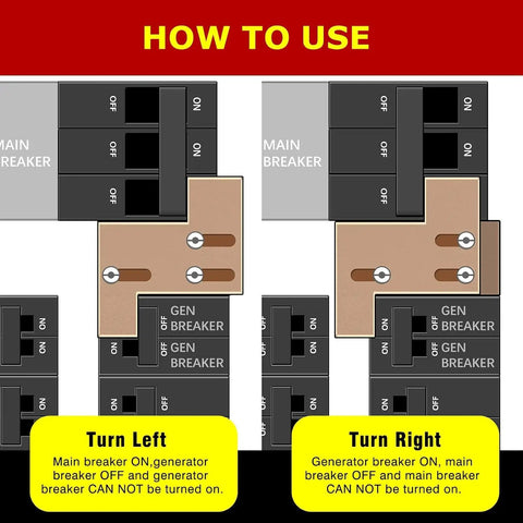 Diagram showing usage of Generator Interlock Kit For GE Main Breaker 150 Amp Or 200 Amp with installation steps.