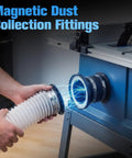 4 Inch Magnetic Dust Collection Fittings For Woodworking Tools Includes One Connector Two Receivers And Two Couplers for quick hose connection.