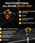 Multi-functional smart grip of Heavy Duty 4400 Lbs Full Electric Pallet Jack Truck, featuring control buttons for performance.