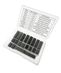 Open IC kit showcasing 10 value ICs including LM358P, NE555P, LM393P with chart, part of Resistor Kit With Six Hundred Pieces Of One Quarter Watt Five Percent Carbon Film Resistors From One Ohm To One Megohm Plus A Ten Value IC Kit Including LM358P NE555P LM393P LM741CN LM386N LM324N SN74HC595N ULN2003AN TL494CN ULN2803APG