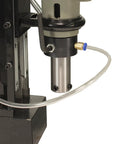 Heavy Duty Magnetic Drill Press Equipped With 13 Piece Annular Cutter Kit 1850 Watt showing the drill mechanism and cooling line.