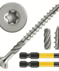 100 Pack Stainless Steel Deck Screws #10 x 2-1/2 Inch With Wax Coating For No-Fuss Easy Drive, Marine Grade Rustproof Wood Fasteners