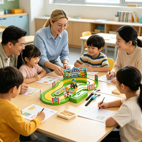 Motion Tracking Racetrack Toy With Wristband Sensors Two Player Competitive Racing For Kids And Parents Realistic Sprint Response And Epic Family Play Movement Logs And Accurate Sensor Feedback To Keep Every Race Exciting. family classroom racetrack game on table