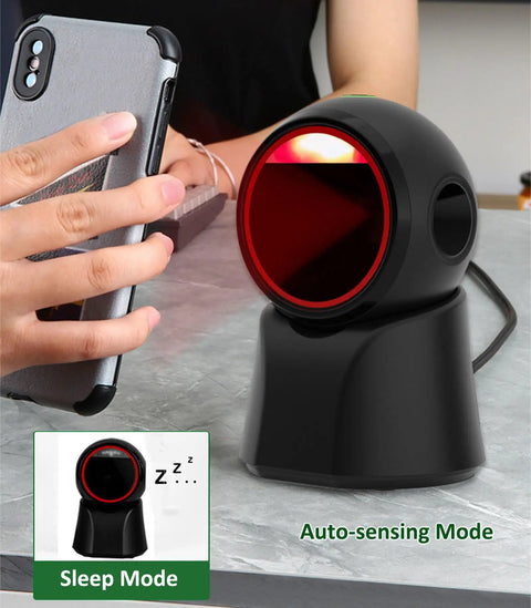 1D 2D Barcode Scanner Desktop USB Wired Hands Free QR Scanner Omnidirectional Bar Code Reader For POS PC Supermarket Library