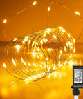 Warm White Plug In Fairy Lights 33Ft 100 LED Silver Wire Firefly String Lights With Adapter beautifully illuminated