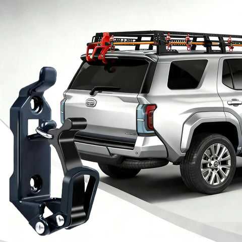 Heavy Duty Metal Shovel Mount For Roof Rack And Truck Bed, Axe Shovel Holder For Jeep Offroad UTV ATV displayed on SUV