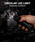 Professional Cordless Electric Screwdriver Kit Packing Serious Torque Punch And Precision Controls To Easily Tackle Furniture Assembly Computer Builds And Appliance Fixes Without Breaking A Sweat, illuminated by a circular LED light.