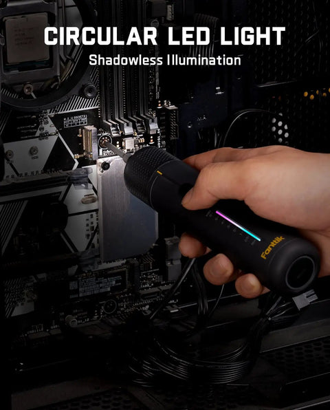 Professional Cordless Electric Screwdriver Kit Packing Serious Torque Punch And Precision Controls To Easily Tackle Furniture Assembly Computer Builds And Appliance Fixes Without Breaking A Sweat, illuminated by a circular LED light.