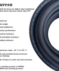 Heavy Duty Truck Tire Inflator Kit With 3/8 By 50 Ft Hybrid Air Hose, Glad Hand Connector And Air Chuck, Lightweight Kink Free Rig Line, 300 Psi Rating, Built Like Iron For Rough Haul Days, showing hybrid air hose with features.