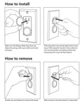 Installation and removal instructions for 32 Pack Clear Outlet Cover Plugs For Baby Proofing Durable Easy Install Kid Safe Electrical Sockets