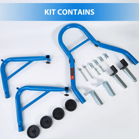 Beefed Up Heavy Duty Motorcycle Stand 850 Lb Capacity Rear And Front Wheel Lift Swingarm Paddock Stands Blue kit components