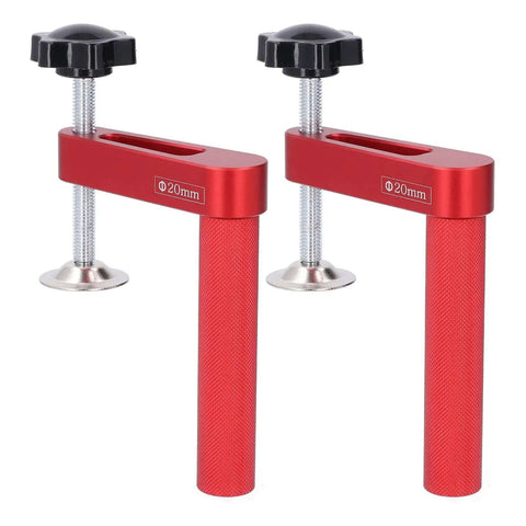 Two Pack 20mm Aluminum Alloy Manual Bench Dog Clamps with silicone pads for woodworking on tables
