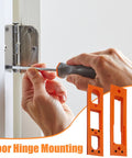 Using Portable Adjustable Door Hinge Jig Kit For Quick Millimeter Precision Hinge Positioning and Easy Setup in Woodworking Projects.