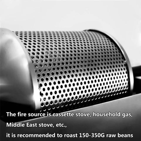 Built Tough Electric Coffee Bean Roaster Featuring Precision Thermometer Probe And Heavy Duty Stainless Steel Construction Ready To Crush Beans Chestnuts And Grains Daily, showing perforated roasting drum.