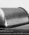 Close-up of the perforated stainless steel drum from the Next Level Stainless Steel Household Coffee Roaster Setup.