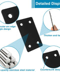 Heavy Duty Black Mending Plates 50 Pack 3.15X1.5 Inch Stainless Steel joining brackets with countersunk design and circular edges.