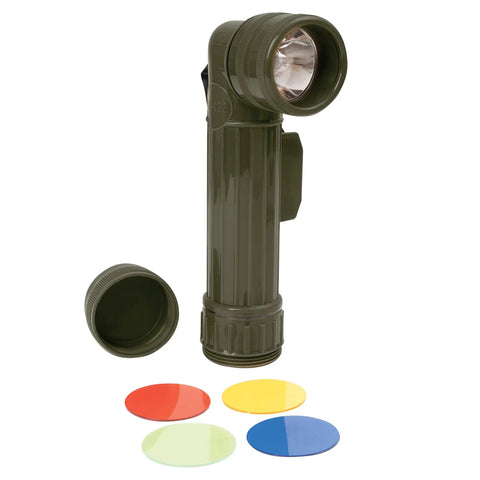 Versatile D-Cell Flashlight With Multi Mode Switch And Morse Code Signaling Water-Resistant High Impact Plastic Body Interchangeable Red Blue Yellow Green Lenses Spare Bulb Included For Any Job Or Adventure