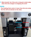 Close-up of wire wheel and feeding hole center on heavy duty wire stripping machine for scrap copper wiring.