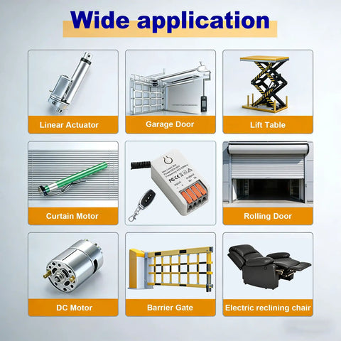 Wide applications of Slick Forward And Reverse Remote Switch With Dual Wireless Controllers for linear actuators, garage doors, and more.