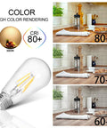 Retro Edison LED Bulb 4W 450 Lumens 2700K Warm White E26 Base Non Dimmable Vintage 40W Equivalent 3000K CRI Comparison