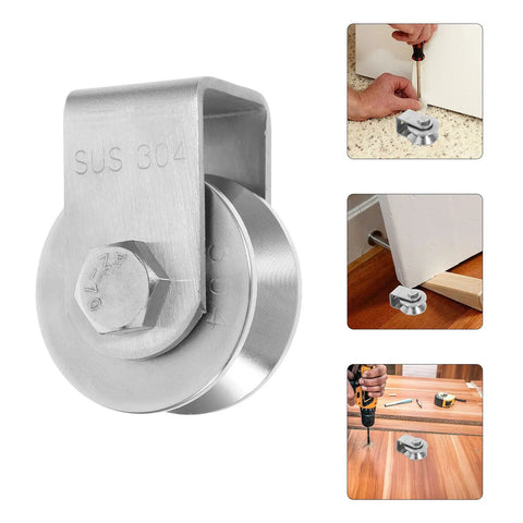 Heavy Duty Stainless Steel Pulley Wheel Track Roller For Sliding Doors And Gates Built Different With Zero Noise Vibes, close-up view.