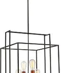Four Light Pendant From Lake Collection In Bronze Dark Finish With Copper Accents, Contemporary Modern Ceiling Lighting Fixture