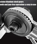 Close-up of Drill Nibbler Sheet Metal Cutting Tool Attachment showing titanium steel gears for electric drills and smooth operation