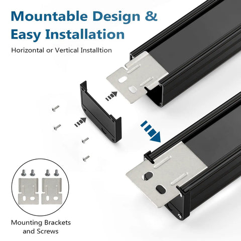 Mounting design for Beefy 24 Outlet Power Strip With Long Aluminum Enclosure And Built In Circuit Breaker For Garage Workshop And Industrial Use 10 Ft Cord 125V 15A 1875W Black