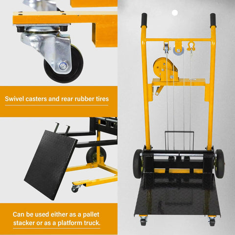Heavy Duty Manual Pallet Jack Workhorse With Smooth Rolling Casters 330 Lb Load Capacity And 40 Inch Max Lift Adjustable Fork Width For Warehouse Jobs And Tool Hauling Built Tough No Sweat