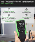 Coating Thickness Gauge Pro Grade For Automotive And Industrial QC With 0.1 Micron Resolution Fe And NFe Auto Detection External Probe For Steel And Aluminum 0 To 1250 Micrometers handheld gauge with probe